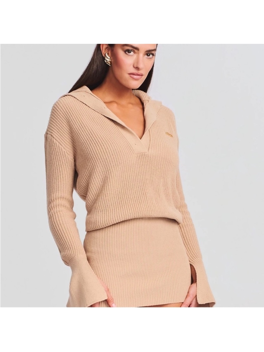 SER.O.YA Beige Ribbed Knit Mini Dress -NWT - Picture 3 of 5